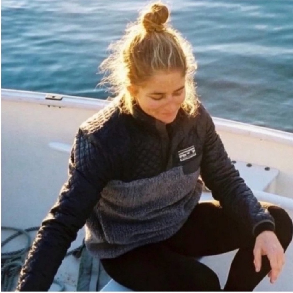 Patagonia Mixed Media Snap-T Pullover Quilted Small Black Grey 40th Anniversary